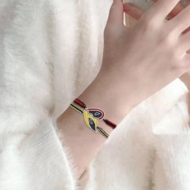 ThomJeley Best Friend Matching Bracelets for Couples BFF, Adjustable Colorful Beaded Stretch Braided Friendship Bracelets with Split Heart Mask Pendant for Women Men Statement Charm Jewelry Gifts