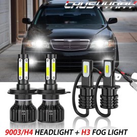 CHUSYYRAY For Infiniti Q45 1997 1998 6000K Headlight Hi/Lo beam Fog Light Bulbs 4pc WHITE