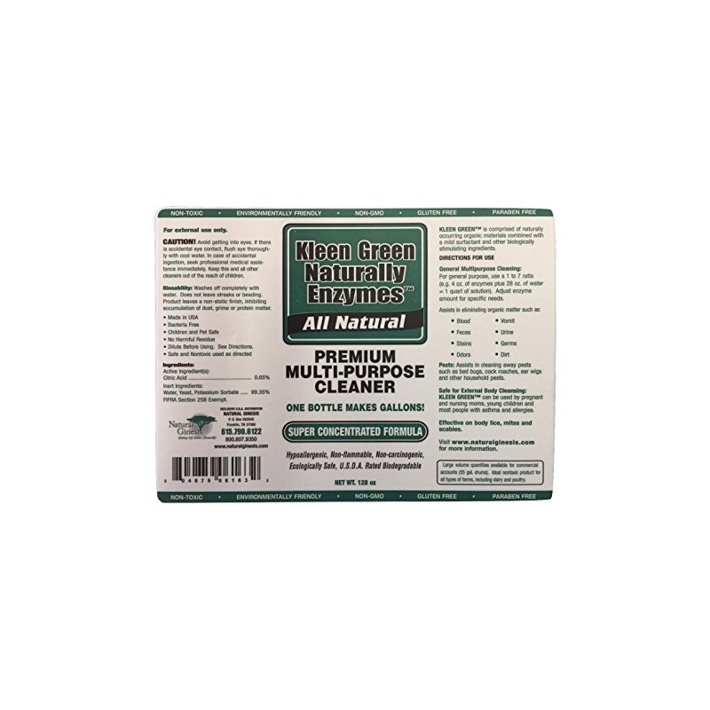 Kleen Green Naturally - 128 oz Concentrated Formula