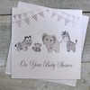White Cotton cards'On Your Baby Shower, handgefertigt, Weiß
