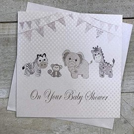 White Cotton cards'On Your Baby Shower, handgefertigt, Weiß