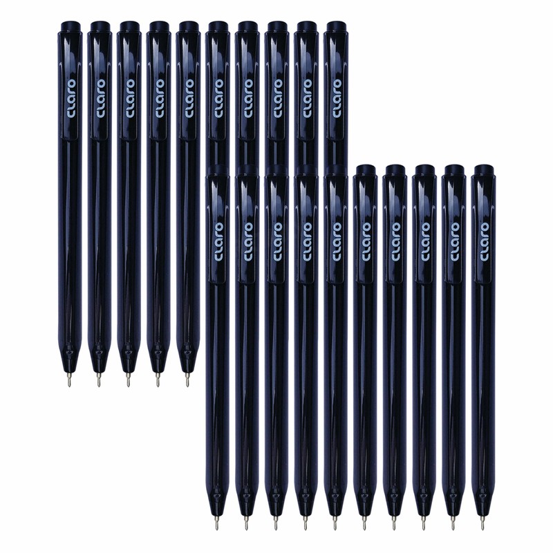 CLARO Trion SRT Retractable Ballpoint Pens, BLACK, Fine Point (0.7mm),