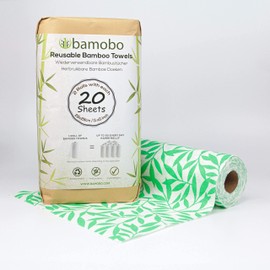 [2x] 100% Bamboo Kitchen Roll Washable | Replaces up to 50 Household Rolls Reusable | Washable Kitchen Towels | Paper Towels | Bamboo Roll Sustainable | Environmentally Friendly All-Purpose Cloths