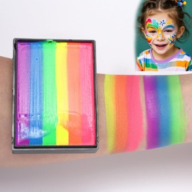 Rainbow Face Paint Kit, 6 Vibrant Colors, Water-Soluble Body & Face Makeup for Theatre, Carnival, Cosplay, Hypoallergenic Quick-Dry Formula, Easy to Wash Off, 50g
