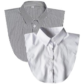 NIDMIDO 2 Packs Cotton Fake Collar Detachable Dickey Collar Blouse Half Shirts Faux False Collar for Women & Men Favors