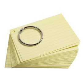 Exacompta - Ref 10330E - Bristol Revision Flashcards with Ring (Pack of 50 Cards) - A7 (77 x 105mm) in Size, Perforated Sheets, Lined Rulings - Random Colour