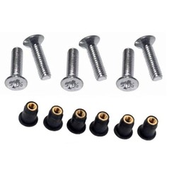 H2o Kayaks M5 Neoprene Well Nut M5 with 25mm Marine Grade Stainless Steel Machine Screw (Pack 6) (F)