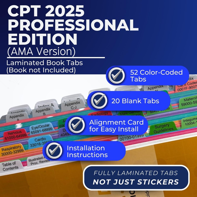 Laminated Book Tabs for CPT 2025 Professional Edition (AMA Version)