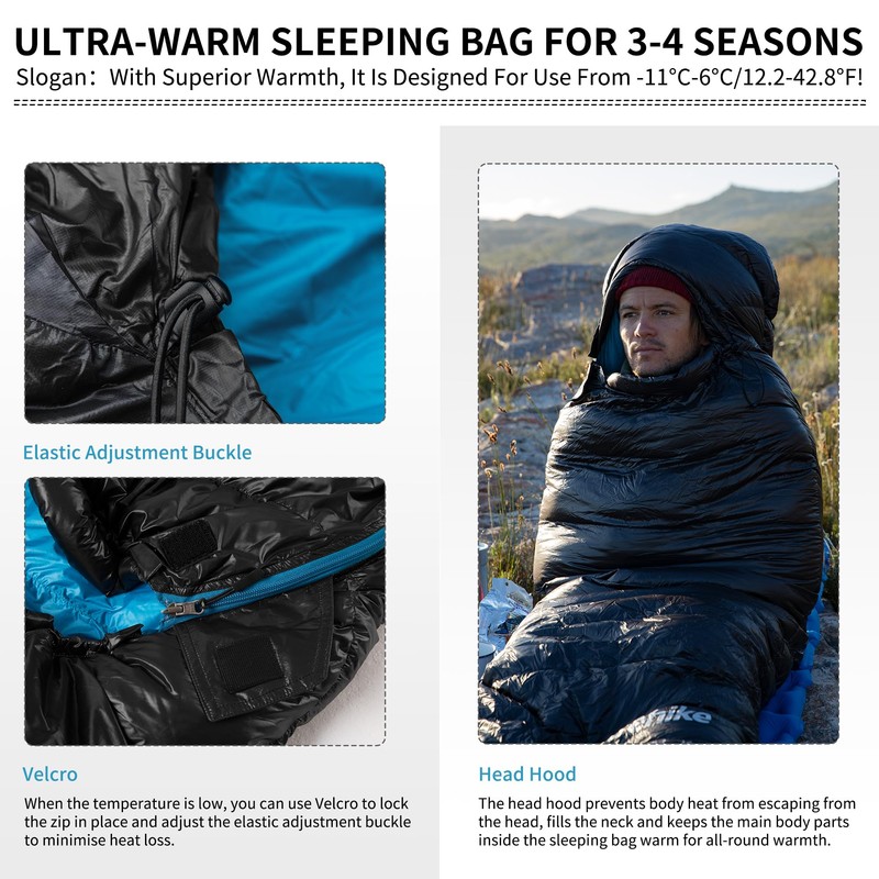 Naturehike Ultralight Down Sleeping Bag, 650FP Backpacking Sleeping Bag for