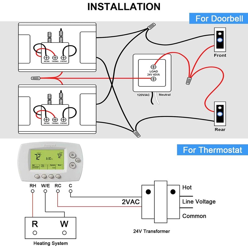 Endurance Pro 24V 40VA Thermostat Doorbell Transformer, Power Supply Adapter