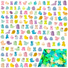 100 pcs Blind Box Luminous mini Resin Animals, Miniature Little Small Animal Figurescan Hide, Suitable for Wonderland Decorated Blind Box，Decoration Fairy Garden Accessories(Natural Color)