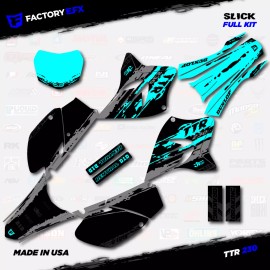 Factory EFX Gray & Cyan Slick Racing Graphics Kit fits 05-23 YAMAHA TTR230 TTR 230 decal