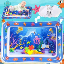 SUpoetry Baby Inflatable Water Mat, Ocean Blue Design Water Mat Baby, Water Mat Baby 65 x 48 cm, BPA Free PVC Water Mat, Baby, Play Mat Baby for 3 6 9 12 Months Blue Ocean