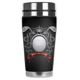 Mugzie "Best Golfer" Stainless Steel Travel Mug with Insulated Wetsuit Cover, 20 oz, Black