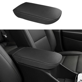 XYHGM Car Center Console Armrest Cover for 2024 Chevy Trax Leather Anti-Scratch Central ArmRest Box Lid Seat Cover Protector Cushion Interior Accessories-White Stitches