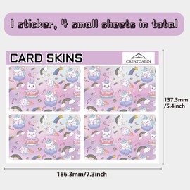 CREATCABIN Unicorn Card Sticker, Rainbow Credit Card Case, Waterproof, Debit/Bank Card Sticker, Skin Protection, Credit Cover, Card Sticker, Removable, for Transport, Card Decoration, 186 x 137 mm
