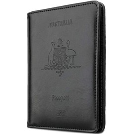 Passport Holder Travel Bag Cover Case, T Tersely Leather RFID Blocking Travelling Wallet Holder ID Credit Business Cards Cover Case for Boarding Passes (Black)