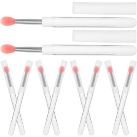Genérico Juego de 10 Pinceles para Bálsamo Labial de Silicona Rosa con Cerdas Suaves y Tapas, Aplicador Multifuncional para Maquillaje y Exfoliación Labial