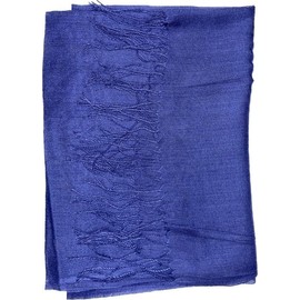 Needs & Wants® Ladies Light Weight Plain Solid Colors Fringe Detail Viscose Polyester Faux Pashmina Scarves (Navy)