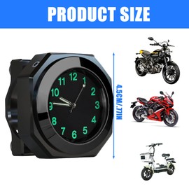 Motorcycle Handlebar Watch, 22-25 mm Clock for Motorcycle Handlebars, Bicycle Watch for Handlebars, Aluminium Alloy Motorcycle Watch, Waterproof Bracket Watch, Luminous, Handlebar Mount Clock for
