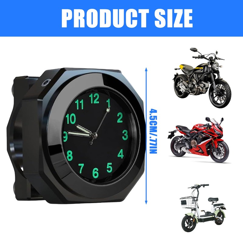 Motorcycle Handlebar Watch, 22-25 mm Clock for Motorcycle Handlebars, Bicycle