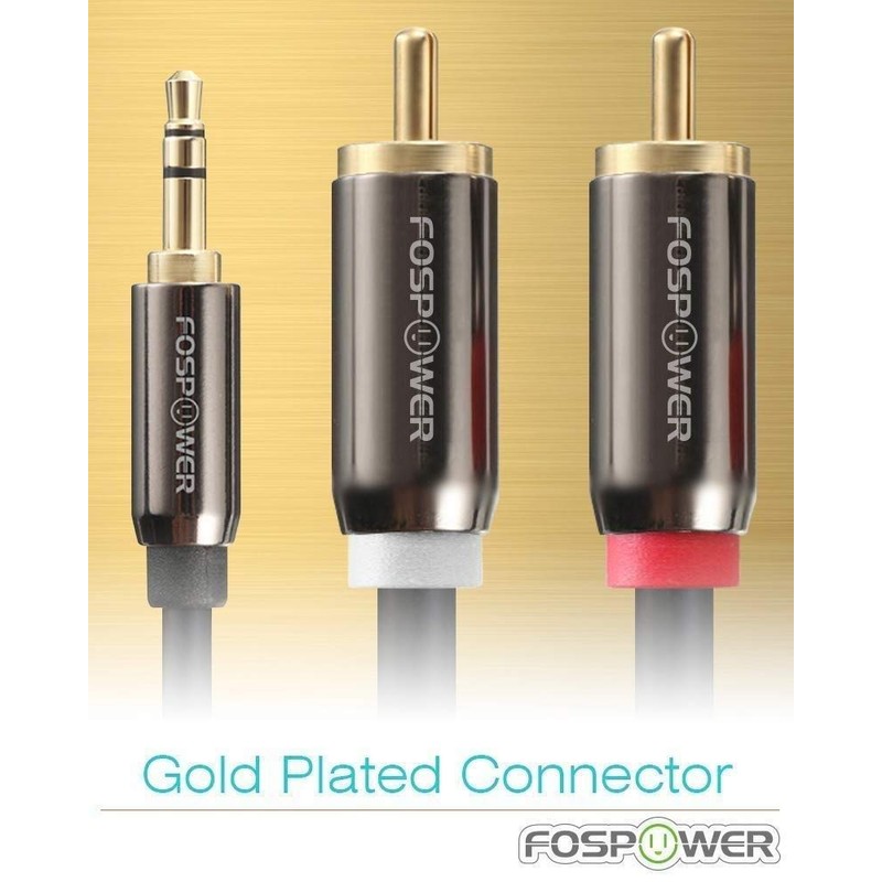 FosPower (1.8m) 3.5mm Stereo Mini Plug to 2RCA (Red /