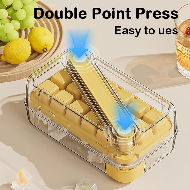 Ice Cube Tray Lid and Bin,Ice Trays for Freezer Easy