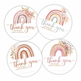 Thank You Stickers - 40 Pcs Boho Rainbow 2 Inches Large Self Adhesive Round Label Stickers - Thank You for Making Today So Special! - 4 Colors Gift Wrapping Label - Decorative Party Supplies - 01
