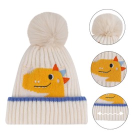 MK MATT KEELY Baby Boys Girls Winter Knitted Hat 1-4 Years Toddlers Cartoon Warm Bobble Hats with Earflap,Beige