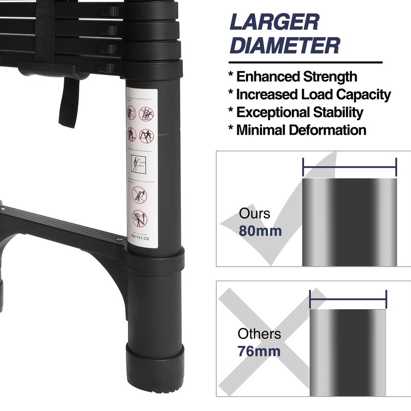 BOCOM 14.5 FT Aluminum Telescoping Ladder, Lightweight Multi-Purpose Collapsible Extension