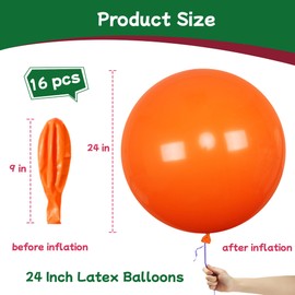 AZOWA 24 Inch Orange Balloons 16-Count Large Latex Round Balloons for Party Wedding Birthday Baby Shower Decoration (Orange, 16 Pcs)