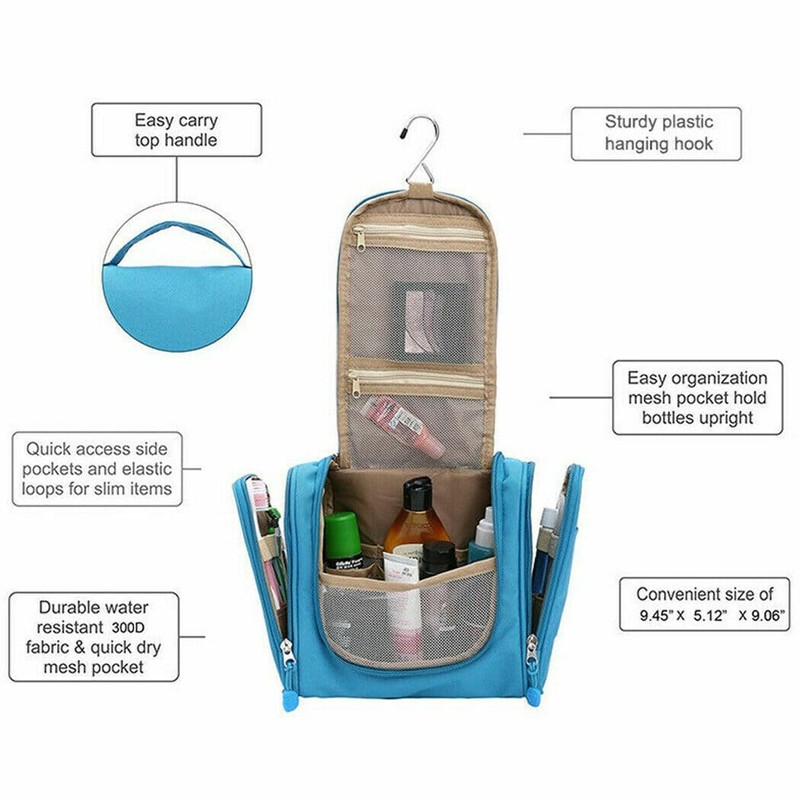 Makeup Bag Travel Cosmetic Toiletry Case Hanging Storage Large Bag