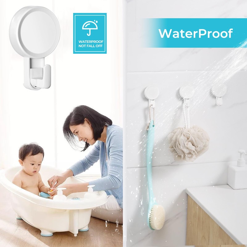 GlobaLink Pack of 6 Suction Cup Hooks, Extra Strong, Vacuum