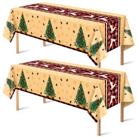 OHOME Christmas Decorations - Christmas Decorations Indoor Outdoor - Disposable Plastic Christmas Tablecloth | Christmas Party Decorations Favors Supplies for Door Table Decor Backdrop Banner,2 Pack
