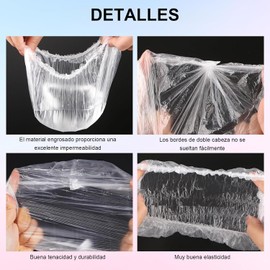 100 Pcs Gorros para Regadera,Gorro de Ducha Impermeable y Transparente,Elástico,Reutilizable y Grueso para Mujeres,Niñas y Niños,Ideal para Spas,Peluquerías,Viajes,Hoteles y Uso Doméstico