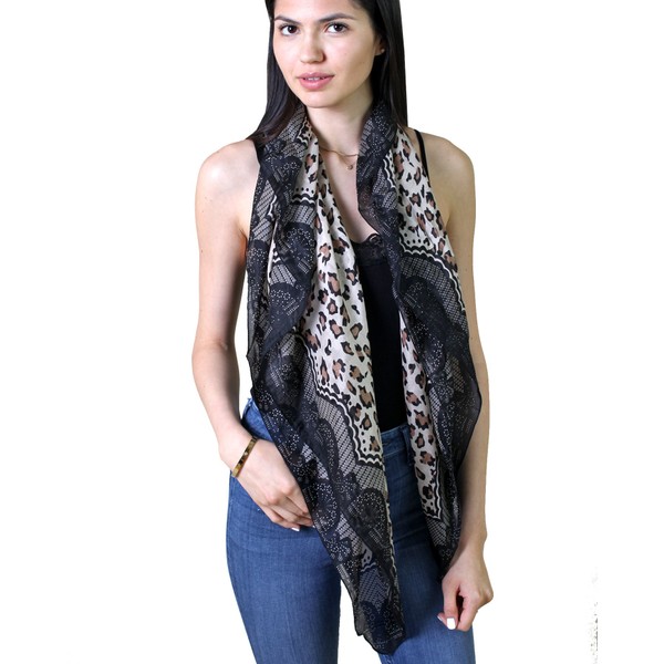 Anika Dali Women's Leopard Lace Animal Print Natural Lightweight Silk