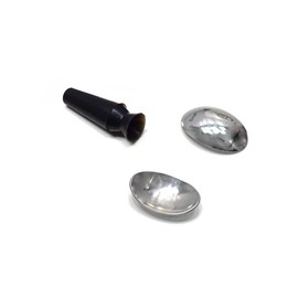 Corneal Eye Shield Protector, Stainless Steel with Suction Pump, 26mm X 17mm (Small), Set of 3 Pcs, Black/silver