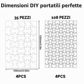 JOVYTH Puzzle In Legno Bianco 35 & 105 Pezzi, Puzzle Personalizzabile Per Bomboniere, Regalo Creativo Per Festa Di Compleanno