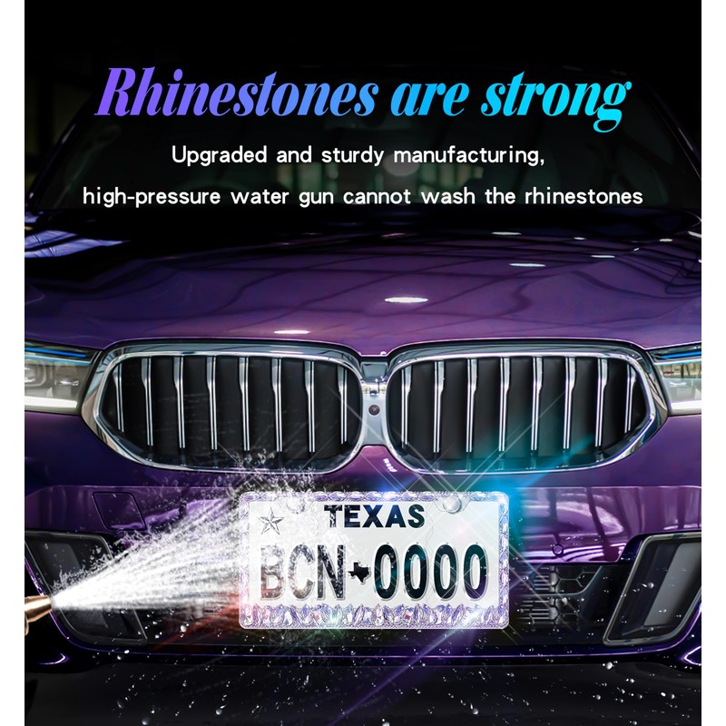Murimt Purple Bling License Plate Frame 1 Pack Rhinestone Bedazzled