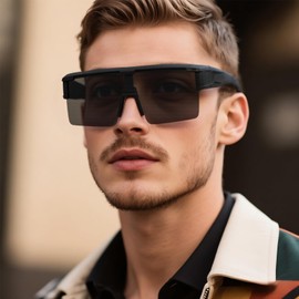 Farrobor Polarised Sunglasses Over Normal Glasses - Sports Cycling Glasses with UV Protection Sunglasses for Glasses Wearers Men Women, Matte black