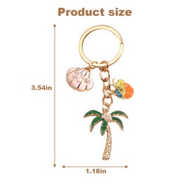 AUCELI Car Keychain, 2PCS Island Palm Tree Vehicle Key Chain, Metal Automotive Key Ring Holder Accessories, Universal Fit (Style D)