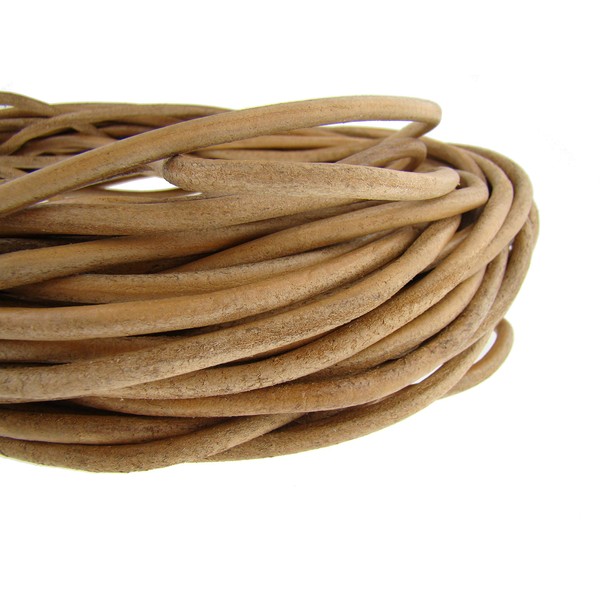 esnado Leather Cord, Leather Cord, Leather Strap, 5 m, Round,