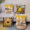 Fjfz Spring Summer Bumble Bee Happy Decorative Throw Pillow Covers