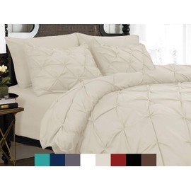 3-Piece Pinch-Pleated Duvet Cover with Button Closure, Wrinkle-Resistant Ultra-Soft Microfiber Pintuck Duvet Cover Set, Luxurious & Pintuck Décor