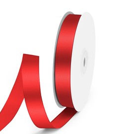 Quhora 5/8" x 50 Yards Satin Ribbon - Red Silk Ribbon with Spool - Ideal for Gift Wrapping, Floral Bouquets, Crafts, Wedding Party Decorations, Christmas and Sewing Projects