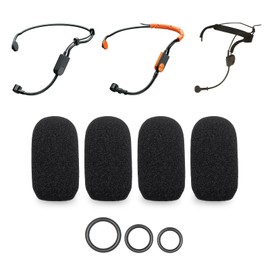 Voarmaks 4-Pack Mic Foam Covers Compatible with Shure SM31 FT, PGA31-TQG Condenser Microphone, WH20 Headset, BLX14/P31 Wireless Microphone System + 12 O-Rings in 3 Sizes - Windscreen Pop Filter