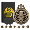 Mini DND Dice Set, Steampunk Bronze Hollow Octopus Pocket Watch