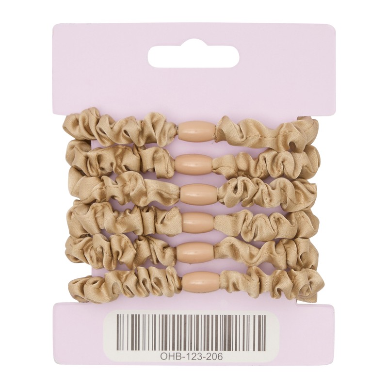 Oz Essentials Small Scrunchie 6 Pack - Beige