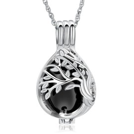 QGJNSGC Tree of Life Urn Necklaces for Ashes for Women Men Teardrop Cremation Jewelry for Ashes Memorial Keepsake Urn Pendant
