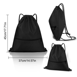 TSHAOUN Turnbeutel mit Reißverschluß Wasserdicht Sportbeutel Verstellbar Tunnelzug Rucksack,Wasserdicht Sportbeutel Hipster Gym Bag Rucksackb Mit Verstellbar Tunnelzug Gymsack (black)